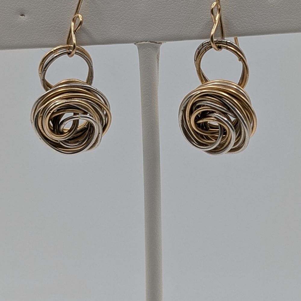 Mixed Metal Artisan Knot Earrings